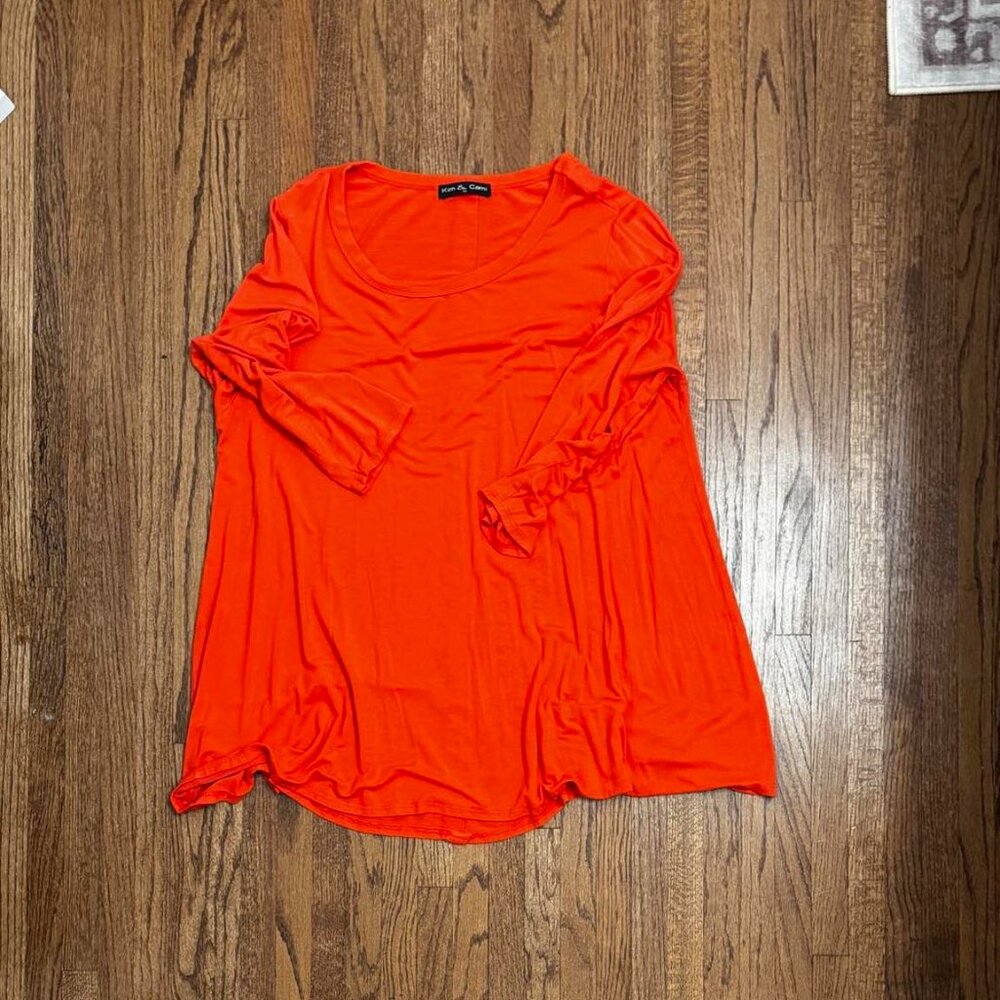 Kim & Cami Trapeze Top Tunic 1X orange
